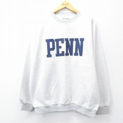 XL★古着 長袖 スウェット メンズ 90年代 90s PENN 表起毛 クルーネック 白系他 ホワイト 25sep17 中古 スエット トレーナー トップス