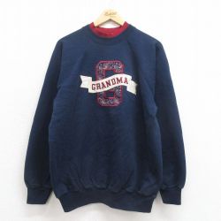 L★古着 長袖 スウェット メンズ 00年代 00s グランマ ラグラン クルーネック 紺他 ネイビー 25sep17 中古 スエット トレーナー トップス