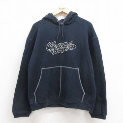 L★古着 ラルフローレン Ralph Lauren チャップス 長袖 ブランド スウェット パーカー メンズ 90年代 90s ビッグロゴ 刺繍 紺 ネイビー 【spe】 25sep17 中古 スエット トレーナー トップス