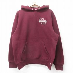 L★古着 ラッセル 長袖 スウェット パーカー メンズ 00年代 00s BULLDOGS エンジ 25sep17 中古 スエット トレーナー トップス