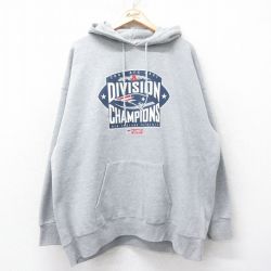 XL★古着 長袖 スウェット パーカー メンズ 00年代 00s NFL ニューイングランドペイトリオッツ 大きいサイズ グレー 霜降り アメフト スーパーボウル 25sep17 中古 スエット トレーナー トップス
