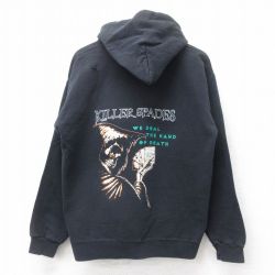 L★古着 ヘインズ Hanes 長袖 スウェット パーカー メンズ 00年代 00s KILLER SPADES 黒 ブラック 25sep17 中古 スエット トレーナー トップス