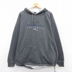 XL★古着 リーボック REEBOK 長袖 スウェット パーカー メンズ NFL ニューイングランドペイトリオッツ ラグラン 大きいサイズ 濃グレー アメフト スーパーボウル 25sep17 中古 スエット トレーナー トップス