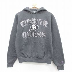 M★古着 チャンピオン champion 長袖 スウェット パーカー メンズ コロラド 濃グレー 25sep17 中古 スエット トレーナー トップス
