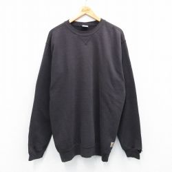 XL★古着 カーハート Carhartt 長袖 スウェット メンズ 大きいサイズ クルーネック 黒 ブラック 25sep18 中古 スエット トレーナー トップス