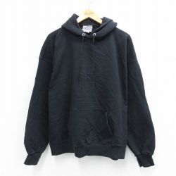 XL★古着 ヘインズ Hanes 長袖 スウェット パーカー メンズ 00年代 00s 無地 大きいサイズ 黒 ブラック 25sep18 中古 スエット トレーナー トップス