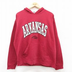 XL★古着 長袖 スウェット パーカー メンズ ARKANSAW 赤 レッド 25sep19 中古 スエット トレーナー トップス