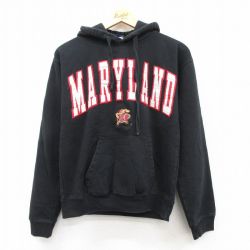 【20%OFF】S★古着 長袖 スウェット パーカー メンズ 00年代 00s MARYLAND 黒 ブラック 25sep19 中古 スエット トレーナー トップス