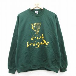 L★古着 ジャージーズ 長袖 スウェット メンズ 90年代 90s irish brigade クルーネック 緑 グリーン 25sep19 中古 スエット トレーナー トップス