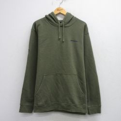 XL★古着 パタゴニア patagonia 長袖 スウェット パーカー メンズ ワンポイントロゴ 大きいサイズ 緑系 グリーン 25sep19 中古 スエット トレーナー トップス