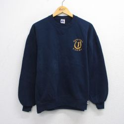 【20%OFF】XL★古着 ラッセル 長袖 スウェット メンズ 90年代 90s ゴルフ クルーネック USA製 紺 ネイビー 25sep19 中古 スエット トレーナー トップス
