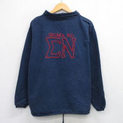 L★古着 長袖 トップス メンズ 90年代 90s シグマ コットン モックネック ハイネック USA製 濃紺 ネイビー 25sep24 中古 スエット トレーナー