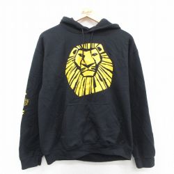 M★古着 長袖 スウェット パーカー メンズ ディズニー DISNEY ライオンキング 黒 ブラック 25sep20 中古 スエット トレーナー トップス
