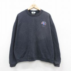 XL★古着 長袖 スウェット メンズ 90年代 90s IRON WORKERS ユニバーサルスタジオ 大きいサイズ クルーネック USA製 黒 ブラック 25sep20 中古 スエット トレーナー トップス