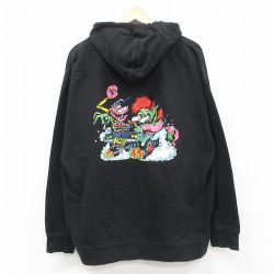 XL★古着 長袖 スウェット パーカー メンズ 車 ミンスター 大きいサイズ 黒 ブラック 【spe】 25sep20 中古 スエット トレーナー トップス