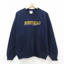 【50%OFF】ジャージーズ 00s 長袖スウェット モアヘッド刺繍 ネイビー L | 古着