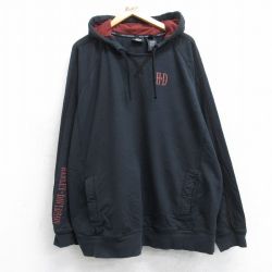 XL★古着 ハーレーダビッドソン Harley Davidson 長袖 スウェット メンズ ワンポイントロゴ ラグラン 大きいサイズ 黒 ブラック 【spe】 25sep22 中古 スエット トレーナー トップス