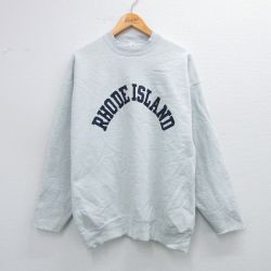 XL★古着 長袖 スウェット メンズ 90年代 90s ロードアイランド クルーネック 薄グレー 霜降り 25sep24 中古 スエット トレーナー トップス