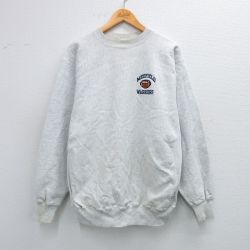 XL★古着 ケルスポーツ 長袖 スウェット メンズ 90年代 90s フットボール メドフィールドウォリアーズ クルーネック USA製 薄グレー 霜降り 25sep24 中古 スエット トレーナー トップス