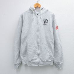 XL★古着 長袖 スウェット フルジップ パーカー メンズ 90年代 90s 工具 大きいサイズ USA製 薄グレー 霜降り 25sep24 中古 スエット トレーナー トップス