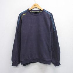 XL★古着 ナイキ NIKE 長袖 スウェット メンズ 00年代 00s ワンポイントロゴ 大きいサイズ クルーネック 紺他 ネイビー 25sep24 中古 スエット トレーナー トップス