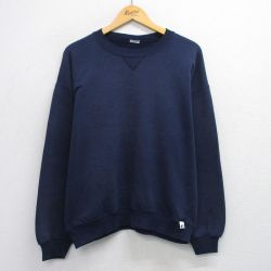 XL★古着 ラッセル 長袖 スウェット メンズ 00年代 00s 無地 クルーネック 紺 ネイビー 【spe】 25sep24 中古 スエット トレーナー トップス