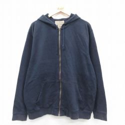 XL★古着 エルエルビーン LLBEAN 長袖 スウェット フルジップ パーカー メンズ 00年代 00s 無地 大きいサイズ 濃紺 ネイビー 25sep24 中古 スエット トレーナー トップス