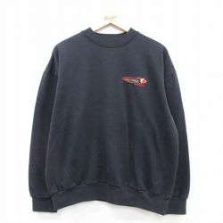 XL★古着 チャンピオン champion 長袖 スウェット メンズ 90年代 90s VICTORIA カナダ クルーネック 黒 ブラック 25sep24 中古 スエット トレーナー トップス