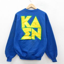 XL★古着 ヘインズ Hanes 長袖 スウェット メンズ 90年代 90s KAEN クルーネック USA製 青 ブルー 25sep24 中古 スエット トレーナー トップス