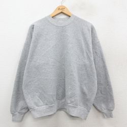 XL★古着 ヘインズ Hanes 長袖 スウェット メンズ 00年代 00s 無地 大きいサイズ クルーネック グレー 霜降り 25sep24 中古 スエット トレーナー トップス