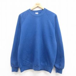 L★古着 ジャージーズ 長袖 スウェット メンズ 80年代 80s 無地 ラグラン クルーネック USA製 青 ブルー 25sep24 中古 スエット トレーナー トップス