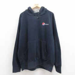 XL★古着 Wear Guard 長袖 スウェット パーカー メンズ ペプシ 大きいサイズ 紺 ネイビー 25sep24 中古 スエット トレーナー トップス