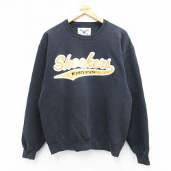L★古着 長袖 スウェット メンズ 90年代 90s Shockers クルーネック USA製 黒 ブラック 25sep24 中古 スエット トレーナー トップス