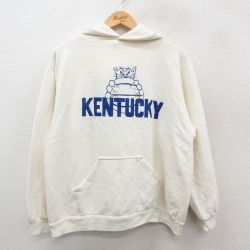 XL★古着 長袖 スウェット パーカー メンズ 90年代 90s ケンタッキー 生成り 25sep25 中古 スエット トレーナー トップス