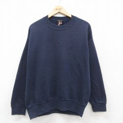 L★古着 長袖 スウェット メンズ 00年代 00s オリンピック クルーネック 濃紺 ネイビー 25sep25 中古 スエット トレーナー トップス