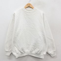 XL★古着 長袖 スウェット メンズ 90年代 90s 無地 クルーネック USA製 白 ホワイト 25sep25 中古 スエット トレーナー トップス
