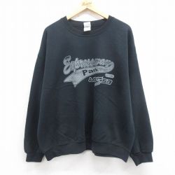 XL★古着 長袖 スウェット メンズ 00年代 00s Park 大きいサイズ クルーネック 黒 ブラック 25sep25 中古 スエット トレーナー トップス