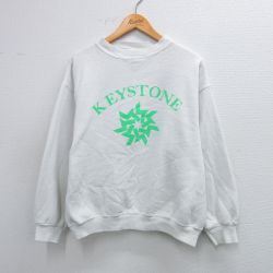 L★古着 長袖 スウェット メンズ 90年代 90s KEYSTONE クルーネック USA製 白 ホワイト 25sep25 中古 スエット トレーナー トップス