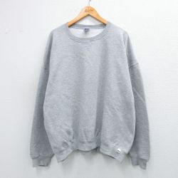 XL★古着 ラッセル 長袖 スウェット メンズ 00年代 00s 無地 大きいサイズ クルーネック グレー 霜降り 【spe】 25sep25 中古 スエット トレーナー トップス