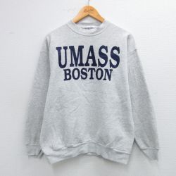【20%OFF】M★古着 長袖 スウェット メンズ 90年代 90s UMASS クルーネック USA製 薄グレー 霜降り 25sep25 中古 スエット トレーナー トップス
