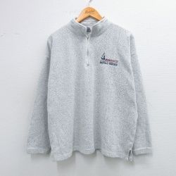 XL★古着 長袖 ハーフジップ スウェット メンズ 90年代 90s マサチューセッツ USA製 薄グレー 霜降り 25sep25 中古 スエット トレーナー トップス
