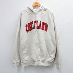 XL★古着 MVスポーツ 長袖 スウェット パーカー メンズ CORTLAND 大きいサイズ 薄グレー 霜降り 25sep25 中古 スエット トレーナー トップス