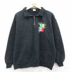 XL★古着 ジャージーズ 長袖 ハーフジップ スウェット メンズ 90年代 90s ダンス USA製 黒 ブラック 25sep25 中古 スエット トレーナー トップス