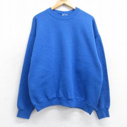XL★古着 フルーツオブザルーム 長袖 スウェット メンズ 00年代 00s 無地 クルーネック 青 ブルー 25sep25 中古 スエット トレーナー トップス