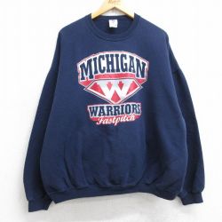 ジャージーズ 00s 長袖パーカー ミシガンウォリアーズ ネイビー XL | 古着