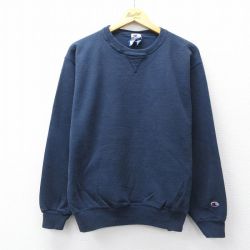 XL★古着 チャンピオン Champion 長袖 スウェット メンズ 90年代 90s 無地 クルーネック 紺 ネイビー 25sep26 中古 スエット トレーナー トップス
