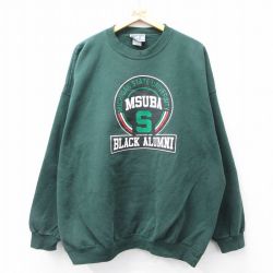 XL★古着 ヘインズ Hanes 長袖 スウェット メンズ 00年代 00s MSUBA 大きいサイズ 濃緑 グリーン 25sep26 中古 スエット トレーナー トップス