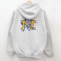 L★古着 長袖 スウェット パーカー メンズ 00年代 00s 馬 ノーウッド 薄グレー 霜降り 25sep26 中古 スエット トレーナー トップス
