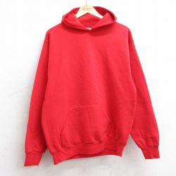 M★古着 リー Lee 長袖 スウェット パーカー メンズ 90年代 90s 無地 USA製 赤 レッド 25sep26 中古 スエット トレーナー トップス