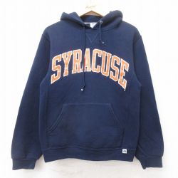 S★古着 ラッセル 長袖 スウェット パーカー メンズ 00年代 00s シラキュース 紺 ネイビー 25sep27 中古 スエット トレーナー トップス